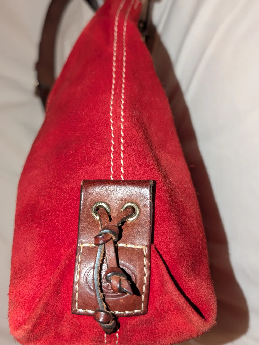Dooney & Bourke Suede Hobo Bag Red GUC